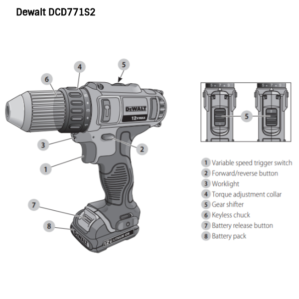 Dewalt cordless 2025 drill replacement parts